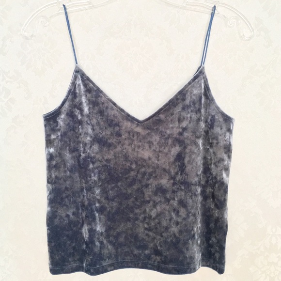 NWT H&M Blue Crushed Velvet Camisole Crop Top - Picture 2 of 8